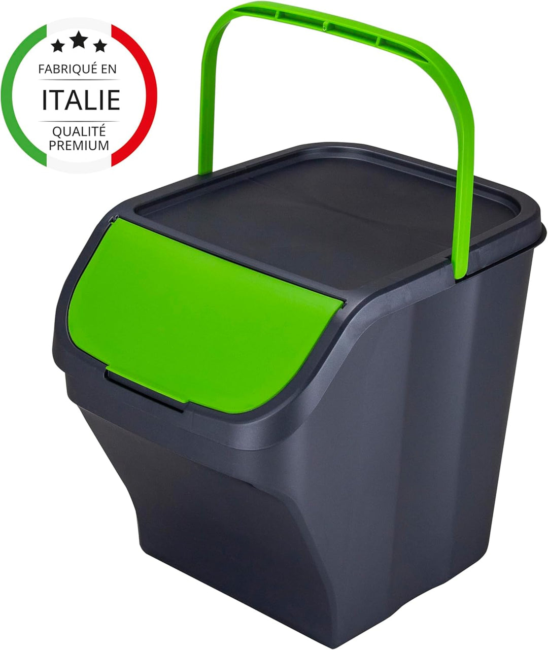 M Home by Mazzei Mülleimer zur Mülltrennung, 25 l, recycelter Kunststoff, stapelbar, Griff, abnehmba