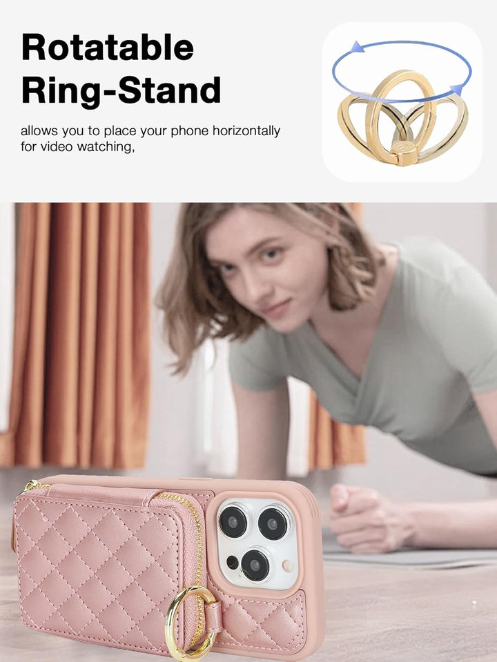 ELTEKER Handyhülle für iPhone 14 Pro Max Hülle mit Band Verstellbarem Schultergurt, Reissverschluss