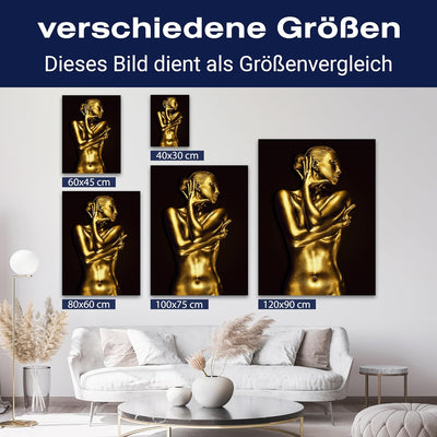 wandmotiv24 Leinwand-Bild Gold Collection, Grösse 60x45cm, Hochformat, Frau in Gold-metallic, Top-Mo