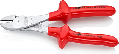 Knipex Kraft-Seitenschneider verchromt, tauchisoliert, VDE-geprüft 200 mm 74 07 200 verchromt 200 mm