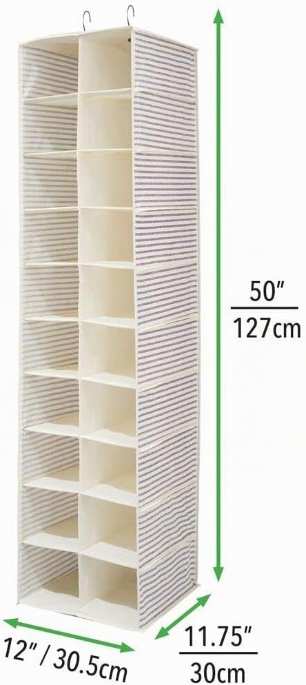 mDesign Hängeaufbewahrung mit 20 Fächern – grosser Hänge Organizer für die Kleiderstange – platzspar