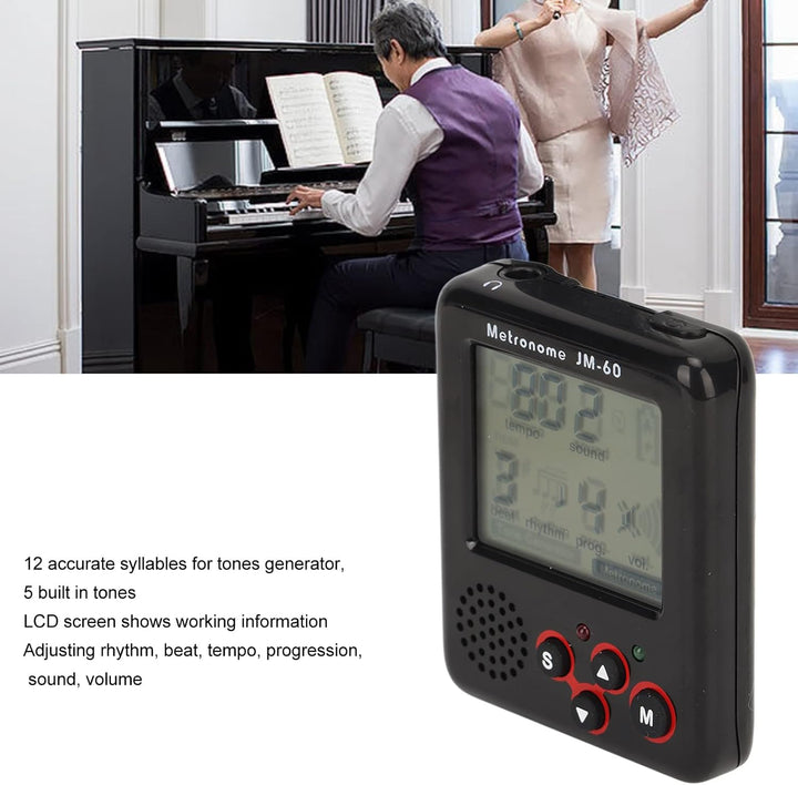 Black Digital LCD Mini Metronome Clip auf USB -Ladung kleines Metronom für Klavier Geigengitarre