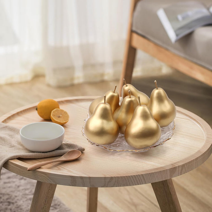 Meiwlong 6 PCS Künstliche Realistisch Birne Gefälscht Lebensecht Anzeige Dekoration Golden Geburtsta