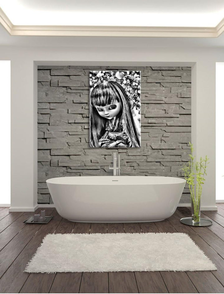 Pixxprint anmutige Geisha Pullip als Leinwandbild/Grösse: 100x70 cm/Wandbild/Kunstdruck/fertig bespa