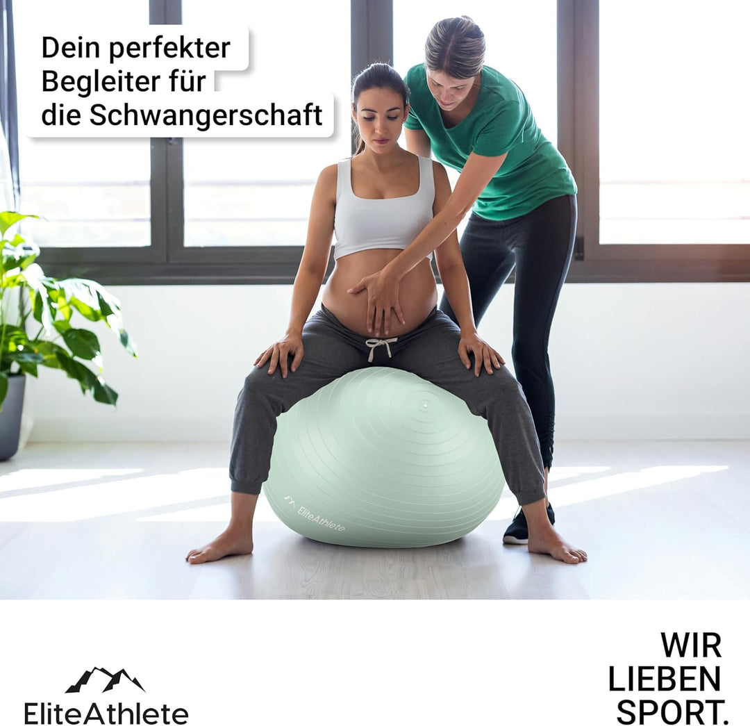 EliteAthlete Gymnastikball Sitzball Büro ergonomisch mit Anti Burst System - Fitness Pilates Schwang