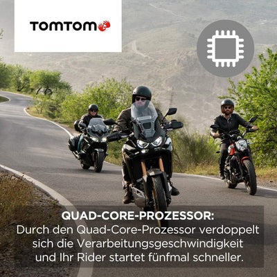 TomTom Motorrad Navi Rider 500 (4,3 Zoll, kurvige und bergige Strecken speziell für Motorräder, Stau