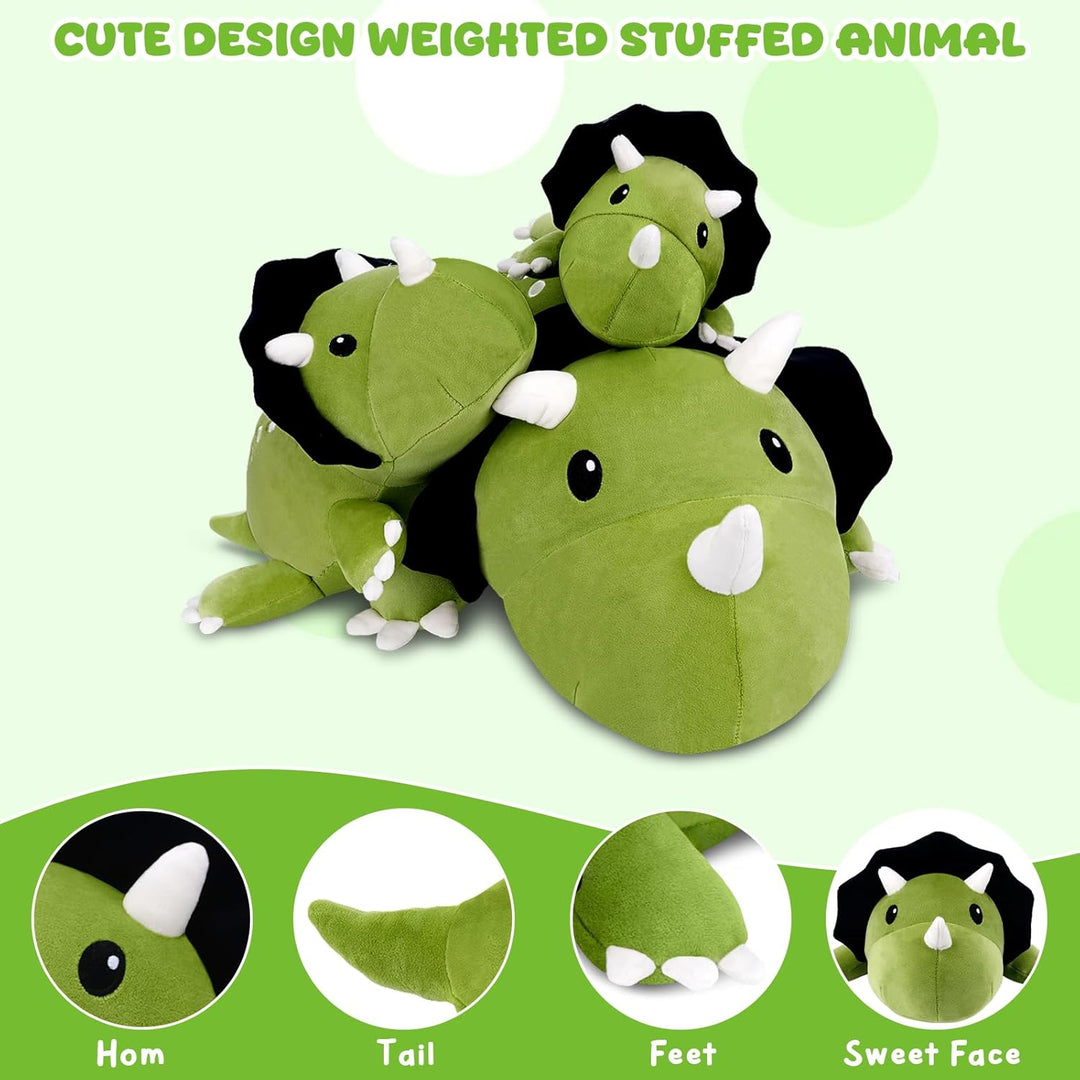 Xfrog Gewichtetes Dinosaurier Kuscheltier, Weiches Triceratops Plüschtier Kuscheltierkissen mit Gewi