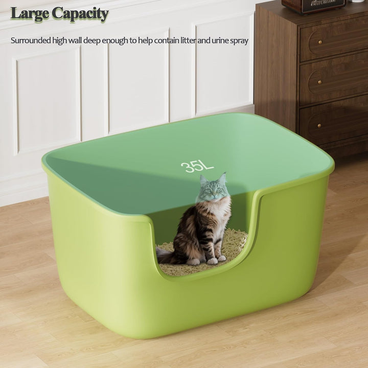 Vealind Grosse Katzenklo XXL Katzentoilette für Mehrkatzenhaushalte， 56L x 41W x 31H cm Offene Katze