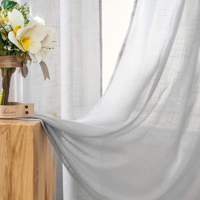 MIULEE 2er Set Voile Vorhang Sheer Leinenvorhang mit Ösen Transparente Leinen Optik Gardine Ösenscha