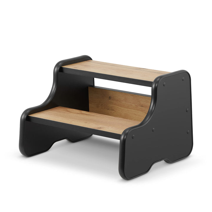 defiPad Tritthocker für Kinder mit 2 Stufen Schwarz/Eiche, Kinderhocker und Toilettenhocker, Tritt-S