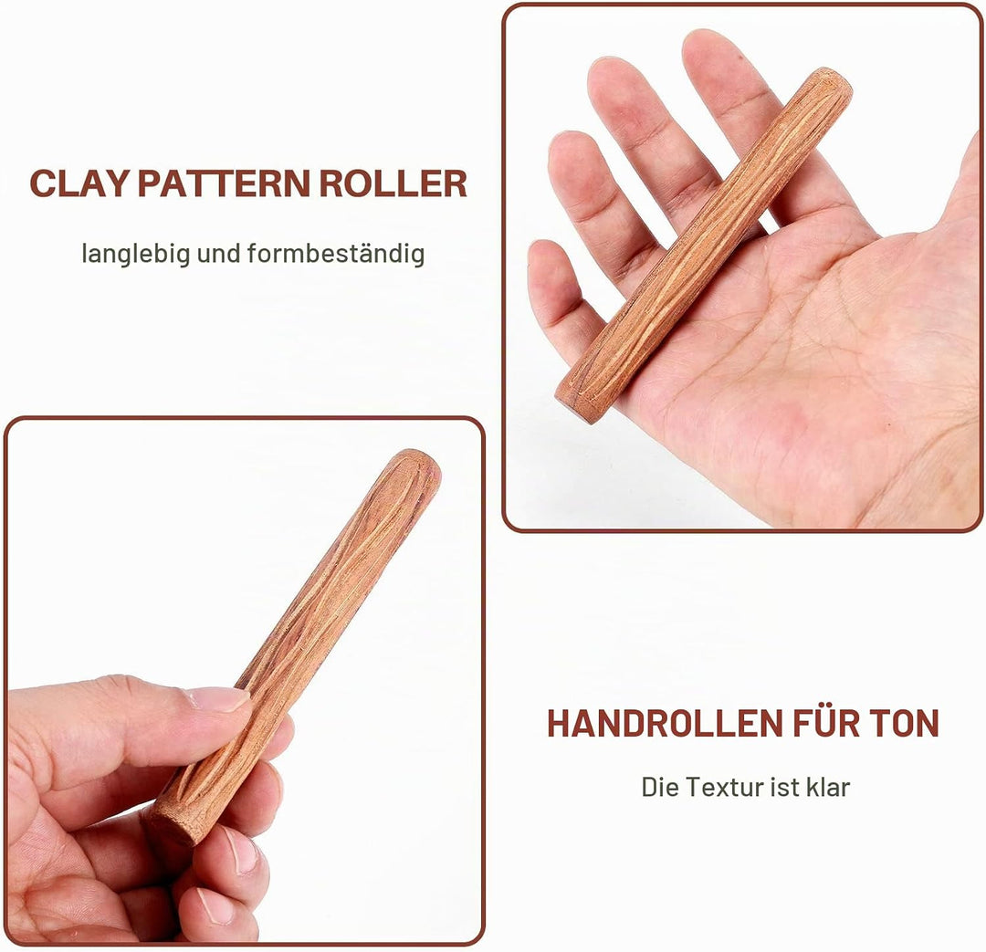 Kafei 5 Stücke Töpfer Werkzeuge Hand Rollen für Ton Ton Stempel Ton Muster Roller
