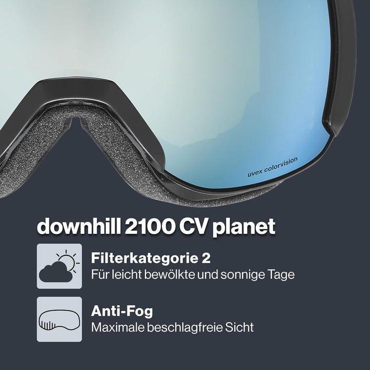 uvex Unisex Downhill 2100 Cv Planet Skibrille (1er Pack) Einheitsgrösse black/white-green, Einheitsg
