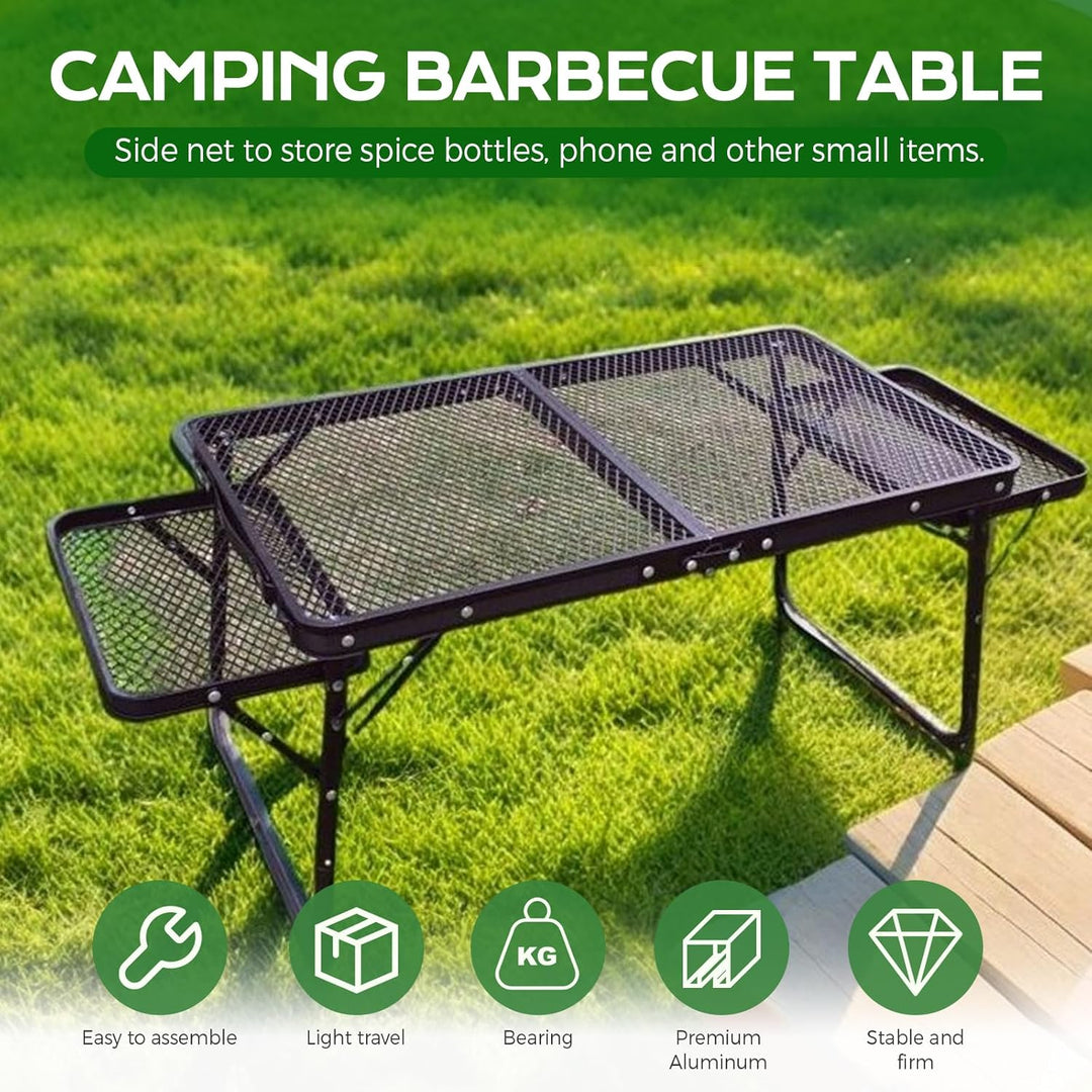 Klappbarer Grilltisch, Tragbarer Picknicktisch Für Den Aussenbereich Mit Erweiterungsplatten Auf Bei