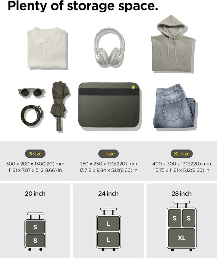 Spigen Life Packing Cube Packwürfel Koffer Organizer Set Packtaschen mit Kompression und Reissversch