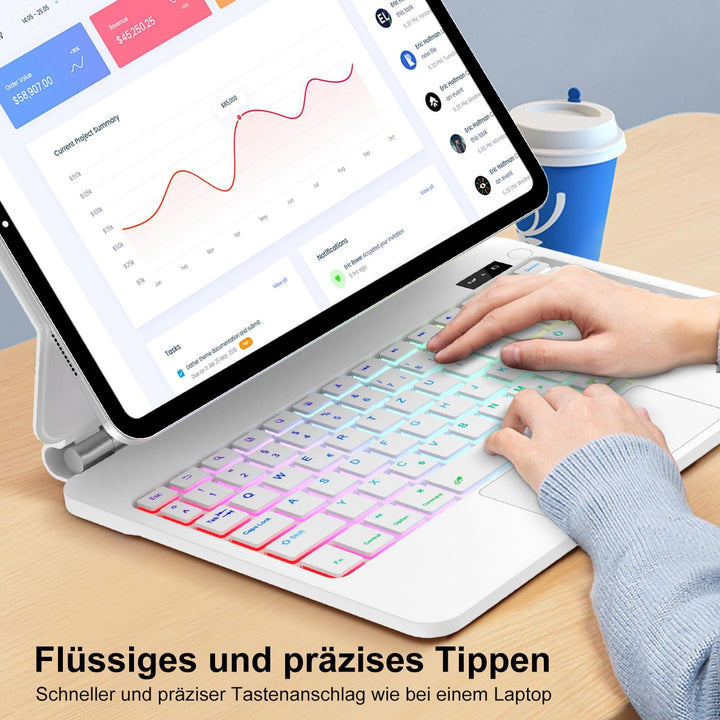 SENGBIRCH Magic Tastatur für iPad A16 11. 2025/10. 10.9" 2022 - Deutsches QWERTZ Hintergrundbeleucht