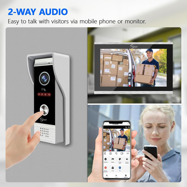 ANJIELO SMART 1080P Video Türklingel Kamera mit 7 Zoll Touchscreen Video Türklingel Gegensprechanlag