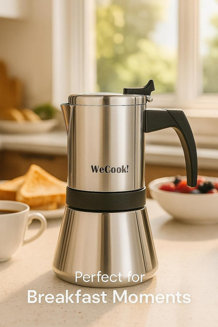 WECOOK! Espressokocher aus Edelstahl 18/10 für Induktion 6 Tassen – Moka/Espresso – ergonomischer So