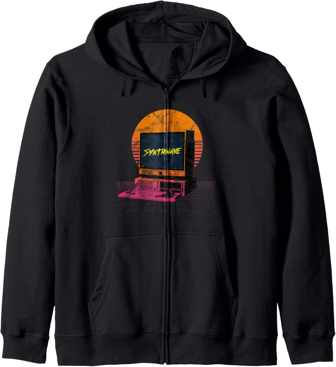 Synthwave Aesthetic Retrowave Vintage Drive Laser Kapuzenjacke