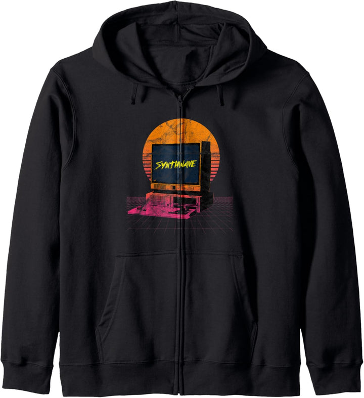 Synthwave Aesthetic Retrowave Vintage Drive Laser Kapuzenjacke