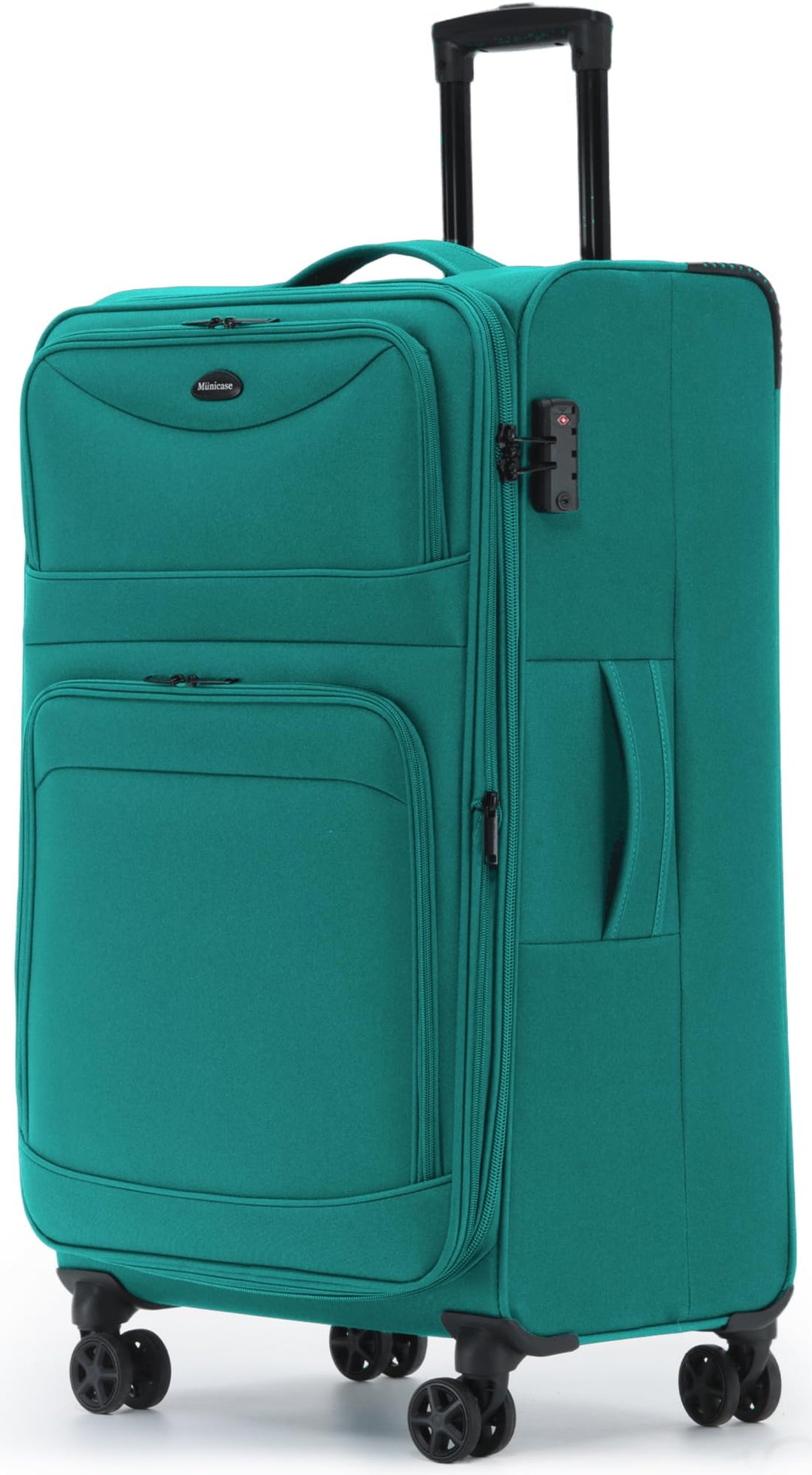 Stoffkoffer erweiterbar mit Frontfächern,15% Extra-Volumen, TSA-Schloss, 360° Doppelrollen & verdeck