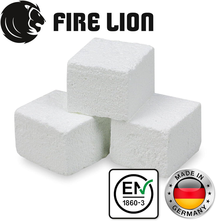 FIRE LION - 24 Anzündplatten, geschnitten in 32 oder 48 Würfel (max. 1152x Stück) Anzündwürfel Kamin