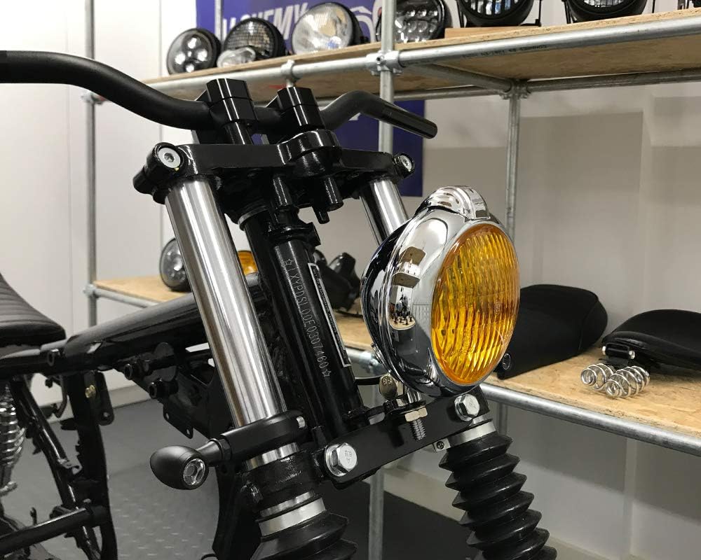 Motorrad Scheinwerfer Klassisch Chrom für Bobber Chopper Scrambler Cafe Racer - 12V 35W