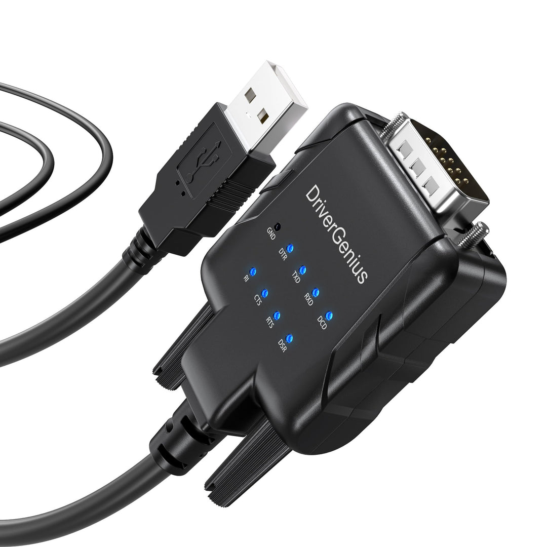 DriverGenius USB Typ-A auf Seriell RS232-(DB9) Adapter Konverter mit 9 x LEDs für IT-Administratoren