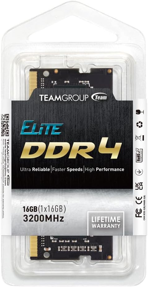 Team Group Elite TED416G3200C22-S01 Memory Module 16 GB 1 x 16 GB DDR4 3200 MHz 16GB Classic multico