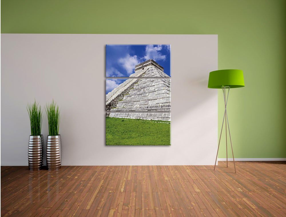 Pixxprint Schöner Maya Tempel in Mexiko 3-Teiler Leinwandbild 120x80 Bild auf Leinwand