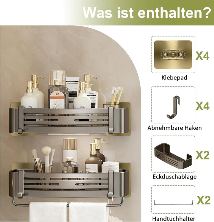 Sufdari Duschablage Ohne Bohren, Wasserdichter und Rostfreier Duschregal, Badezimmer Regal Organizer