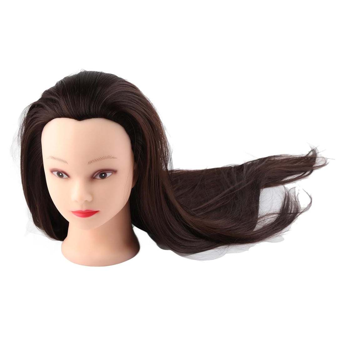 lyrlody 24-Zoll-Friseur-Übungskopf-Modellschaufensterpuppe aus 30% Echtem Haar Zum Schneiden, Flecht