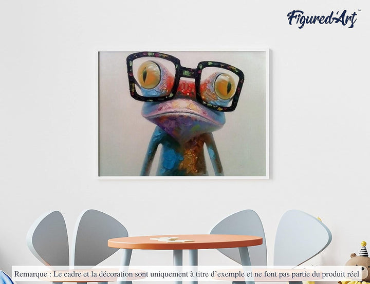Figured'Art Malen Nach Zahlen Erwachsene Mit Rahmen Frosch und Brillen - Paint by Numbers Basteln DI