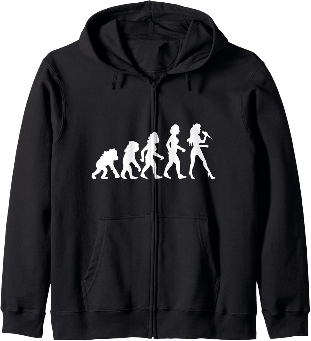Sängerin mit Mikrofon Singen Musiker Musik Evolution Lustig Kapuzenjacke