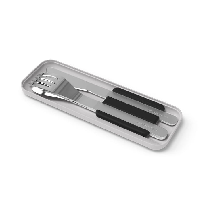 MONBENTO - Besteck zum Mitnehmen mit Etui MB Slim Box Onyx - Tragbares Besteck mit 3 Teilen Messer,