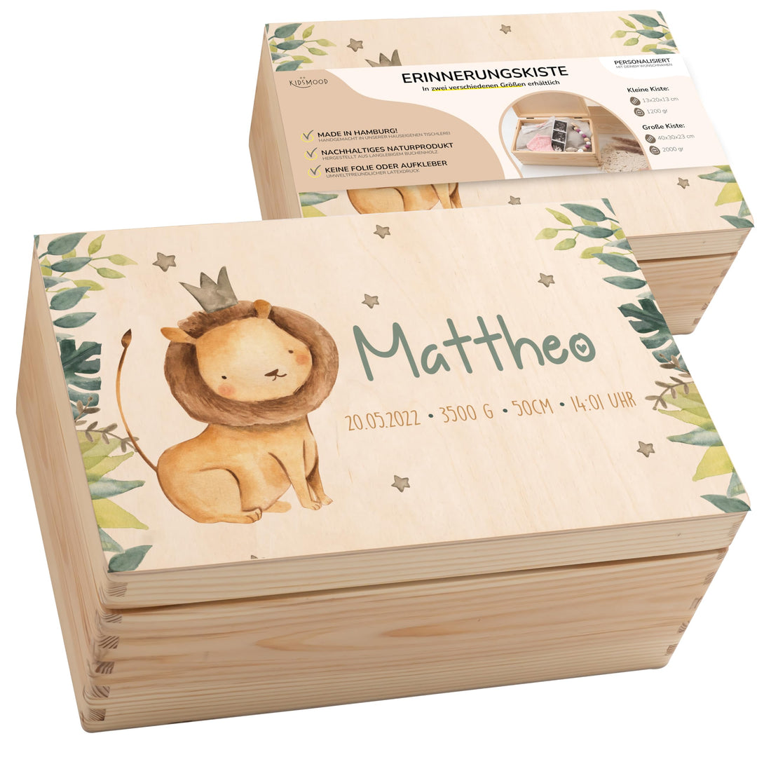 KIDSMOOD - Erinnerungsbox Baby, personalisierte Holzkiste mit Deckel, Ideal zur Aufbewahrung von Eri