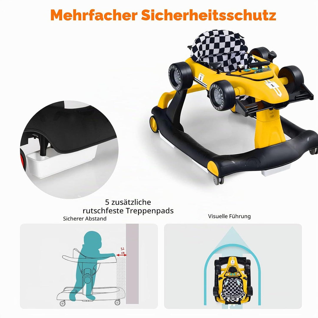 LIFEZEAL 4 in 1 Lauflernhilfe Baby, Höhenverstellbares &amp; Klappbares Babywalker, Baby Gehfrei ab 6 Mo