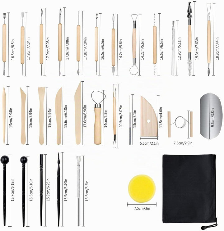 xiaowanwan 30 Stück Modellierwerkzeug Ton,Töpferwerkzeug Set,Sculpting Keramik Clay Tools,Polymer Cl