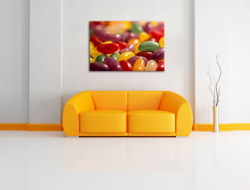 Pixxprint Bunte Süssigkeiten auf Leinwand, XXL riesige Bilder fertig gerahmt mit Keilrahmen, Kunstdr