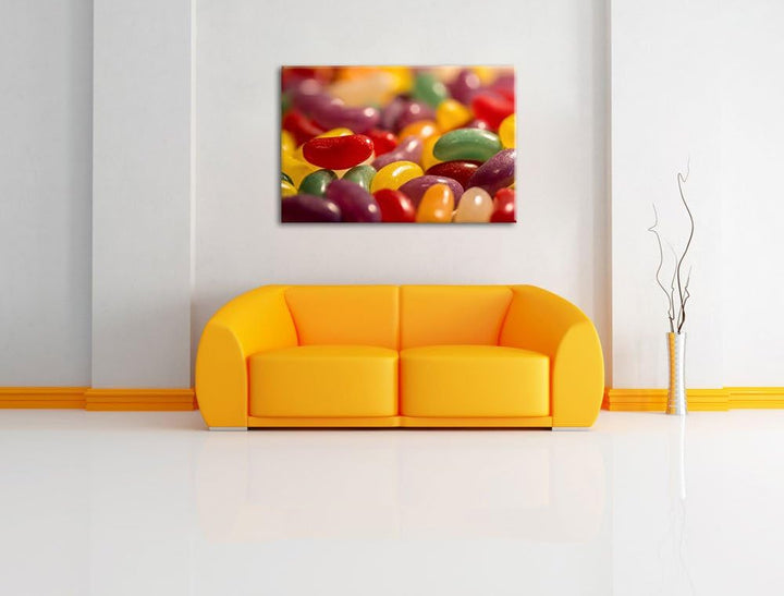 Pixxprint Bunte Süssigkeiten auf Leinwand, XXL riesige Bilder fertig gerahmt mit Keilrahmen, Kunstdr