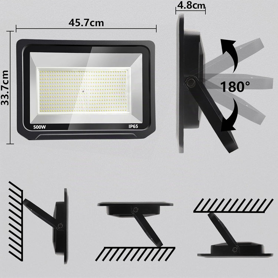 loyal LED Strahler Aussen Fluter: 500W Superhell Scheinwerfer 6000K Kaltweiss 50000LM - IP65 Wasserd