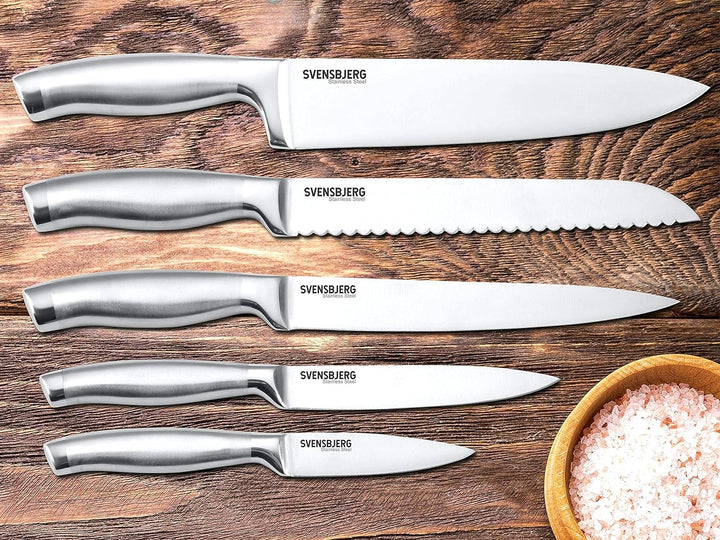 SVENSBJERG Messer-Set, 5-tlg, Küchenmesser-Set, Kochmesser-Set, Chef-Messer, Scharfe Edelstahl-Messe