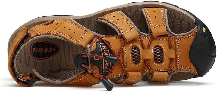 Sandalen Herren Leder Strand Wandersandale Trekkingsandalen Outdoorschuhe Sommer Freizeitschuhe Wand