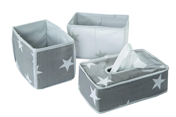 roba Pflege Organiser Set 'Little Stars', 3tlg, Aufbewahrungsbox Set, 2 Boxen für Windeln & Wickelzu