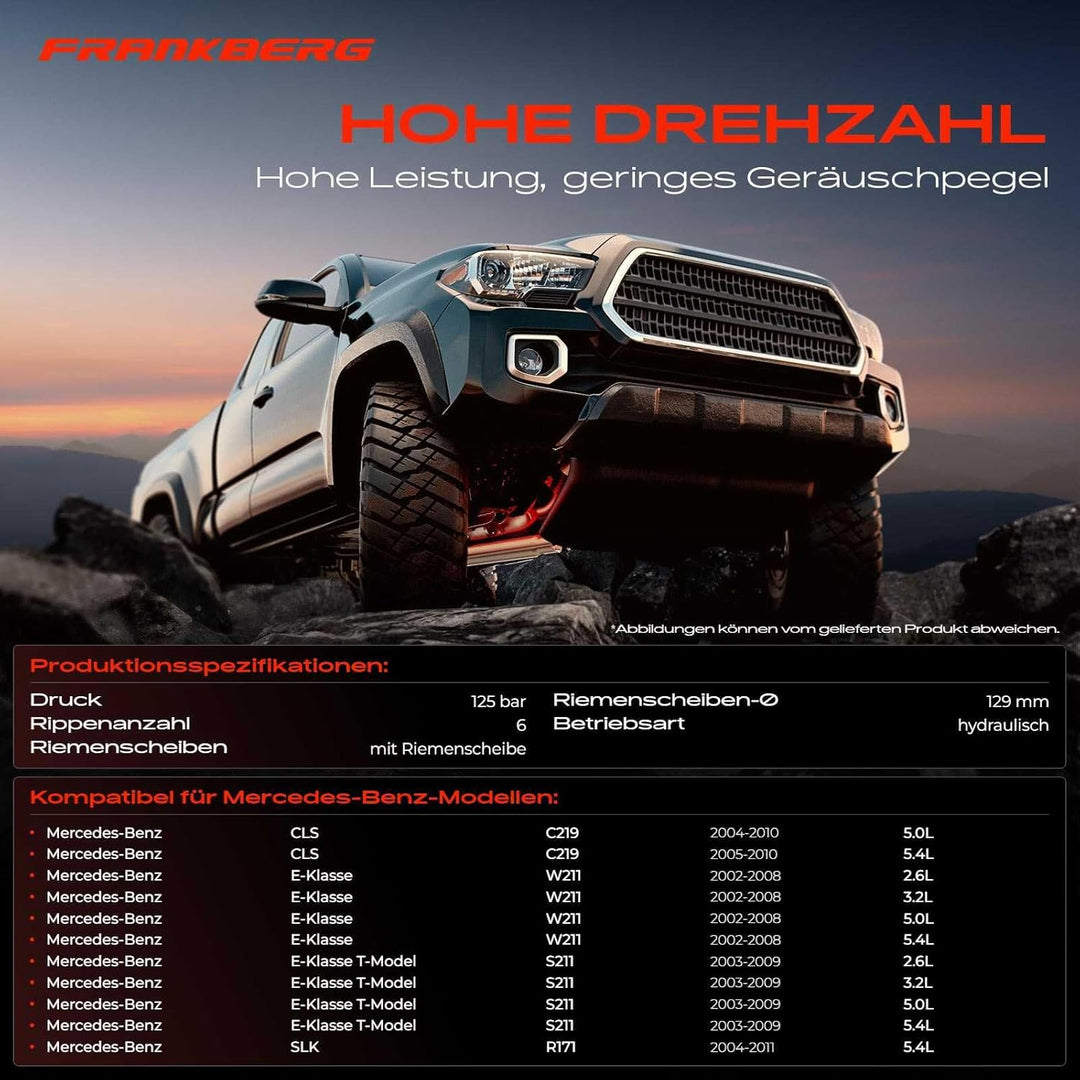 Frankberg Servopumpe Hydraulisch Lenkung mit Riemenscheiben Kompatibel mit CLS C219 5.0L-5.4L 2004-2