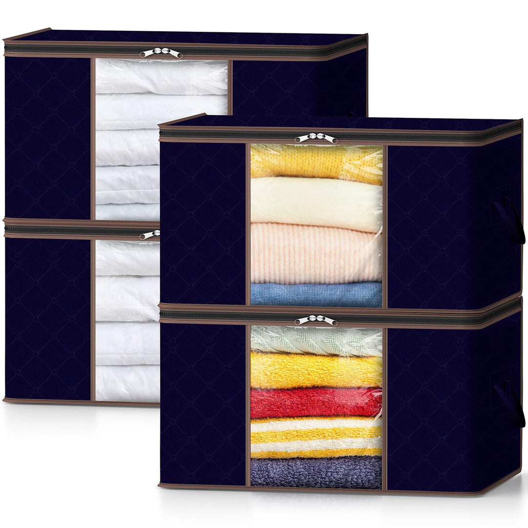 Lifewit 4 Stück Gross Aufbewahrungsbox mit Deckel, Aufbewahrungstasche für Bettdecken Kleidung Aufbe