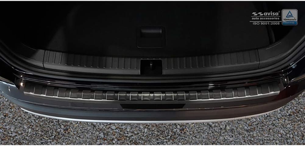 Avisa Schwarz Edelstahl Heckstossstangenschutz kompatibel mit Seat Ateca 2016-2020 & FL 2020- 'Ribs'