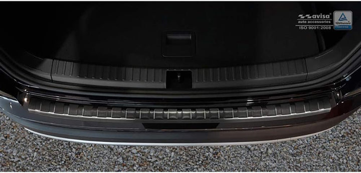 Avisa Schwarz Edelstahl Heckstossstangenschutz kompatibel mit Seat Ateca 2016-2020 & FL 2020- 'Ribs'