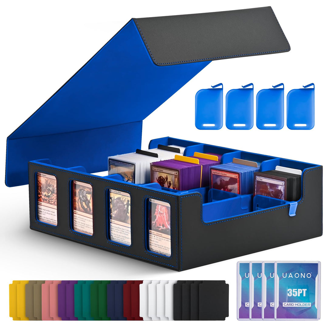 Trading Card Storage Box für Commander Display, 2400+ MTG Deck Box mit 4 Top Loaders, TCG Card Case