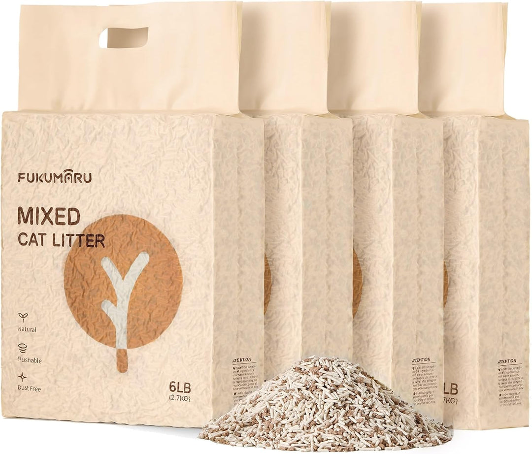 FUKUMARU Tofu Katzenstreu 10.8kg, Klumpstreu für Katzen, Staubfrei und Leicht klumpend, Gemischtes A