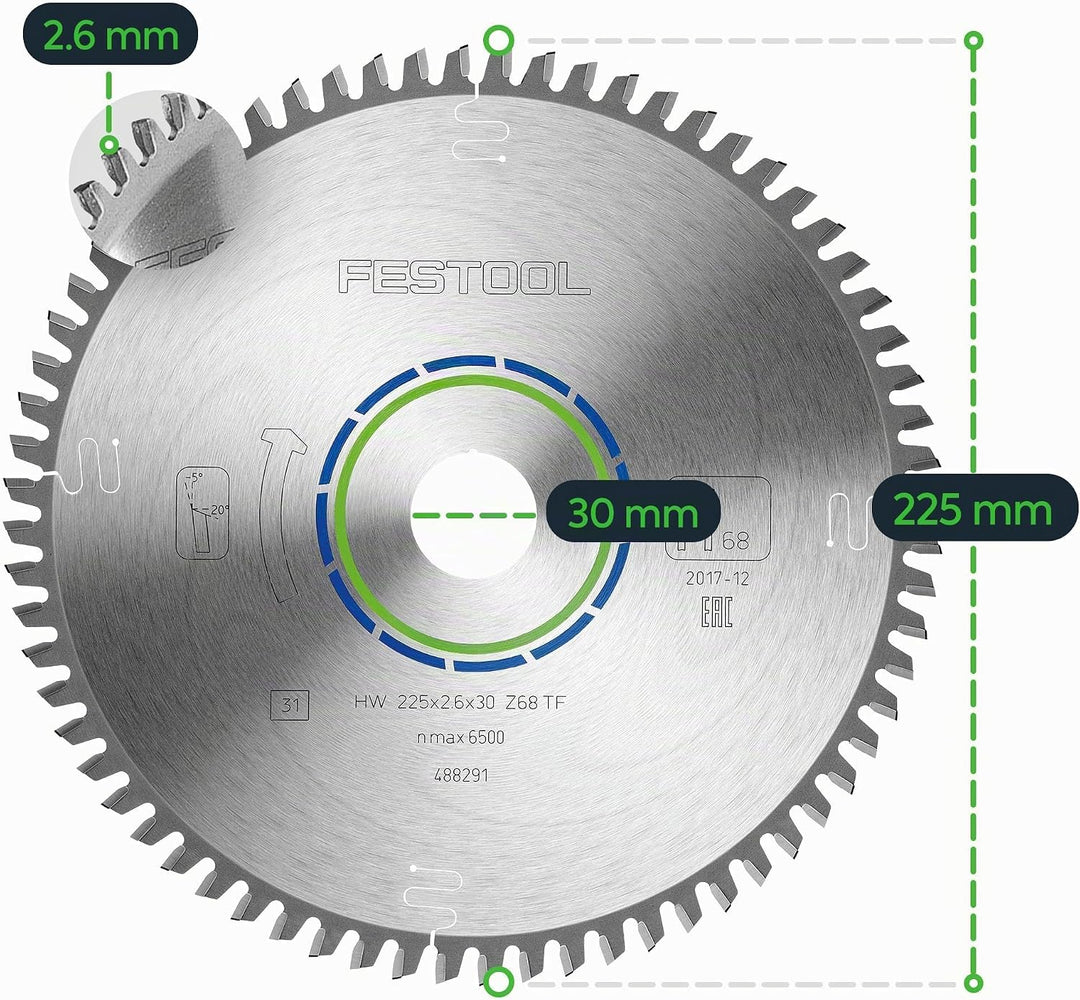Festool Spezial-Sägeblatt Alu 225x2,6x30 TF68, 225x2,6x30 TF68